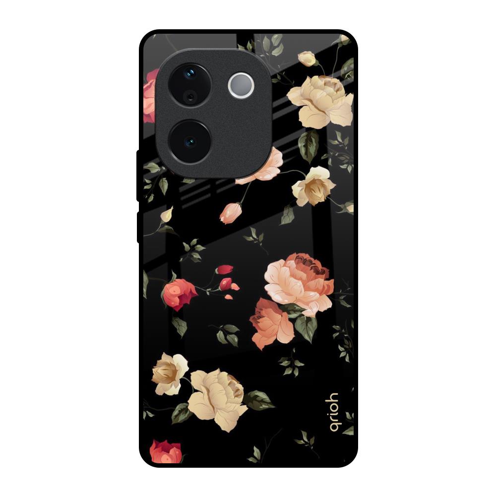 Black Spring Floral Vivo T3 Pro 5G Glass Back Cover Online