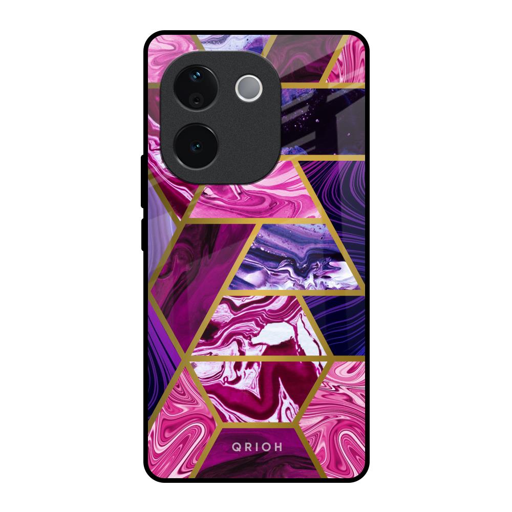 Electroplated Geometric Marble Vivo T3 Pro 5G Glass Back Cover Online