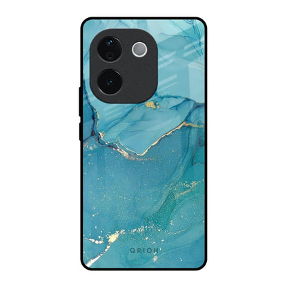Blue Golden Glitter IQOO Z9s Pro 5G Glass Back Cover Online