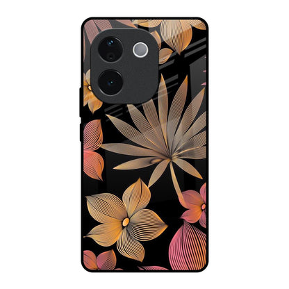 Lines Pattern Flowers IQOO Z9s Pro 5G Glass Back Cover Online