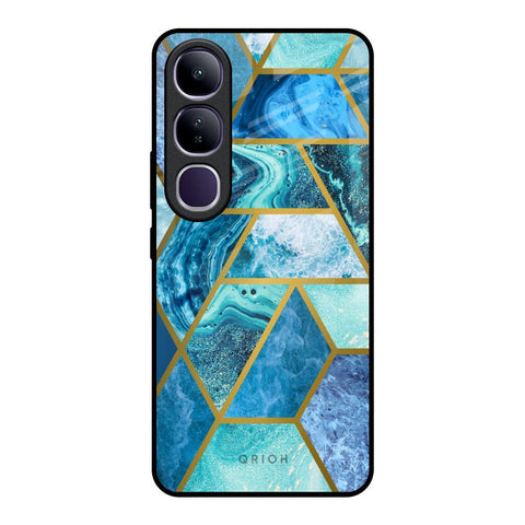 Turquoise Geometrical Marble Vivo Y300 5G Glass Back Cover Online