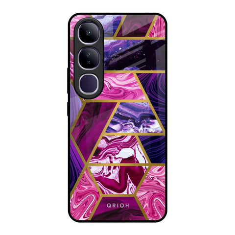 Electroplated Geometric Marble Vivo Y300 5G Glass Back Cover Online