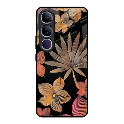 Lines Pattern Flowers Vivo Y300 5G Glass Back Cover Online