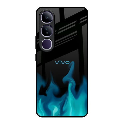 Teal Flames Vivo Y300 5G Glass Back Cover Online