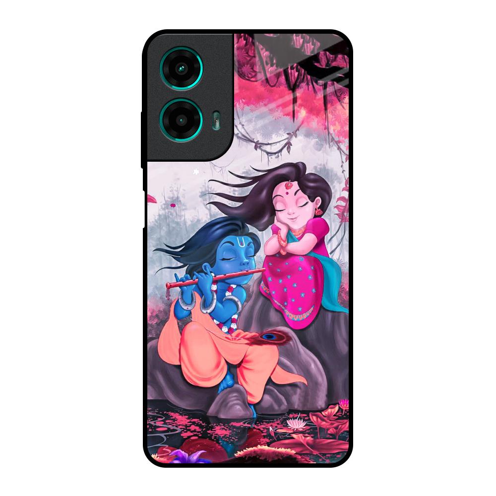 Radha Krishna Art Motorola G35 5G Glass Back Cover Online