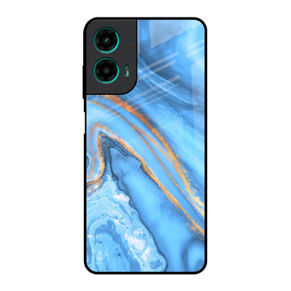 Vibrant Blue Marble Motorola G35 5G Glass Back Cover Online