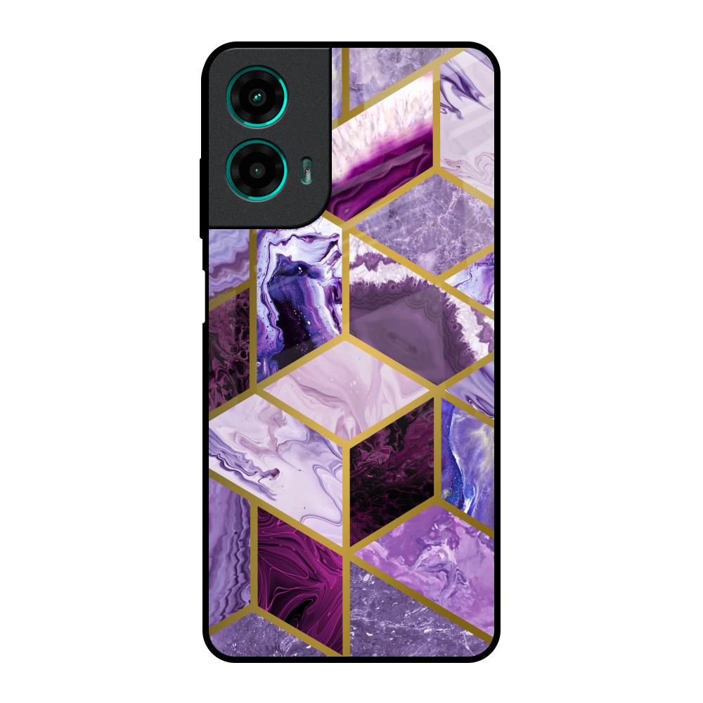 Purple Rhombus Marble Motorola G35 5G Glass Back Cover Online