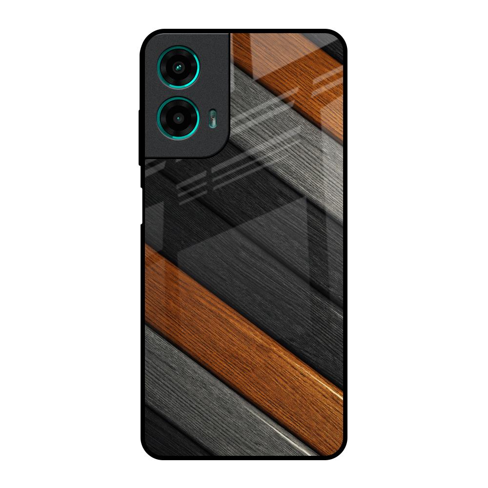 Tri Color Wood Motorola G35 5G Glass Back Cover Online