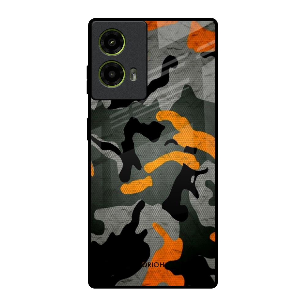 Camouflage Orange Motorola G85 5G Glass Back Cover Online