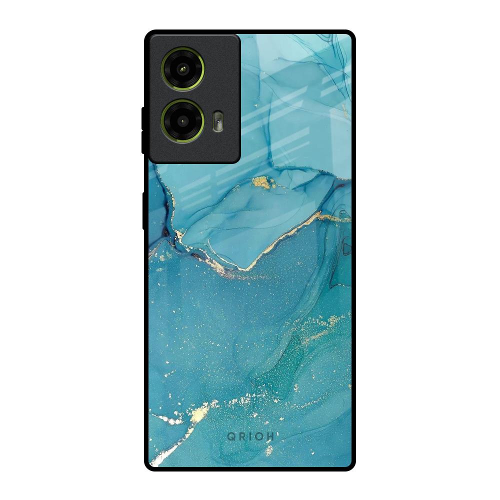 Blue Golden Glitter Motorola G85 5G Glass Back Cover Online