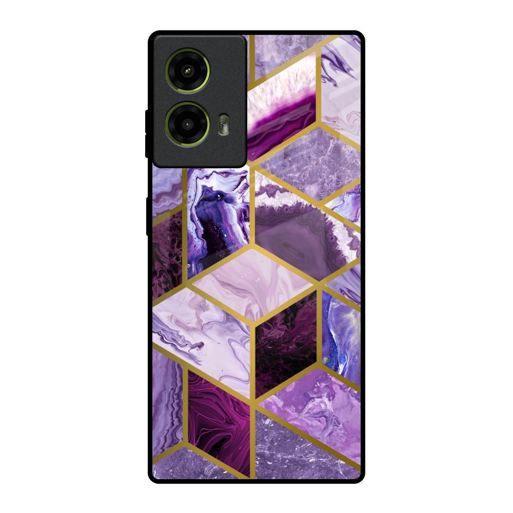 Purple Rhombus Marble Motorola G85 5G Glass Back Cover Online