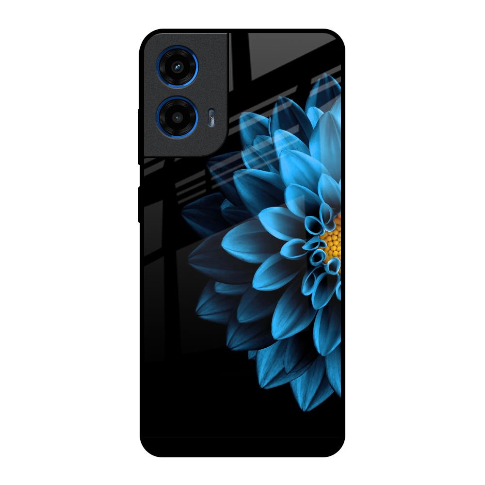 Half Blue Flower Motorola G45 5G Glass Back Cover Online