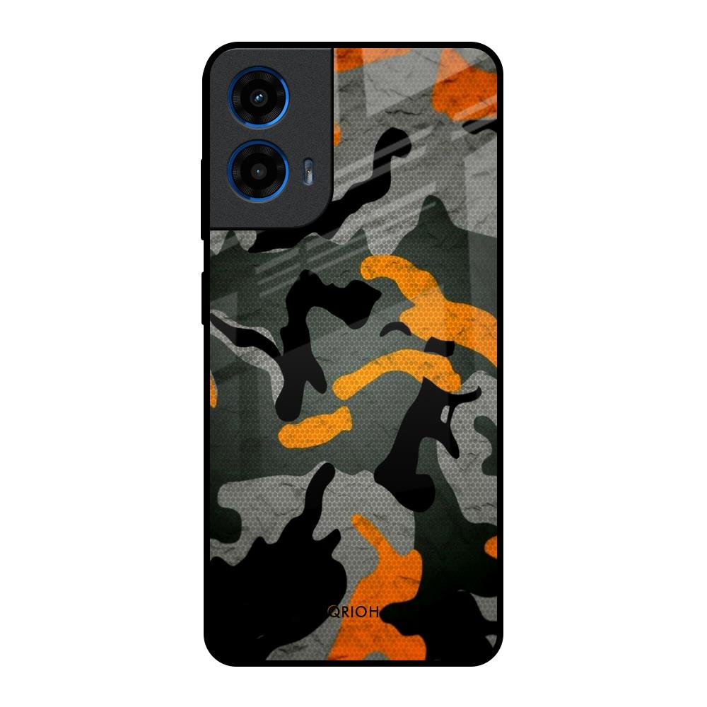 Camouflage Orange Motorola G45 5G Glass Back Cover Online