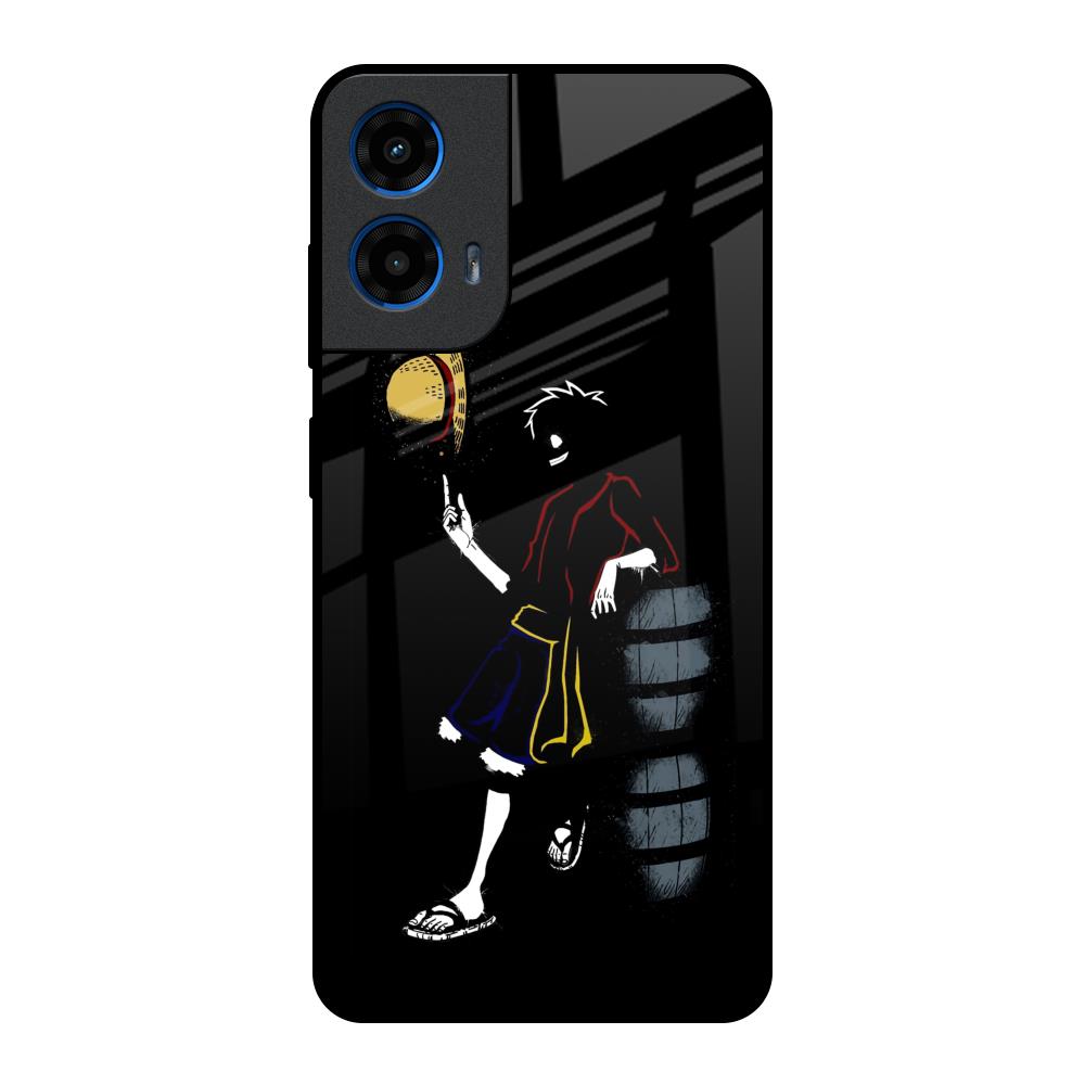 Luffy Line Art Motorola G45 5G Glass Back Cover Online