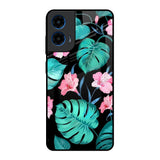 Tropical Leaves & Pink Flowers Motorola G45 5G Glass Back Cover Online