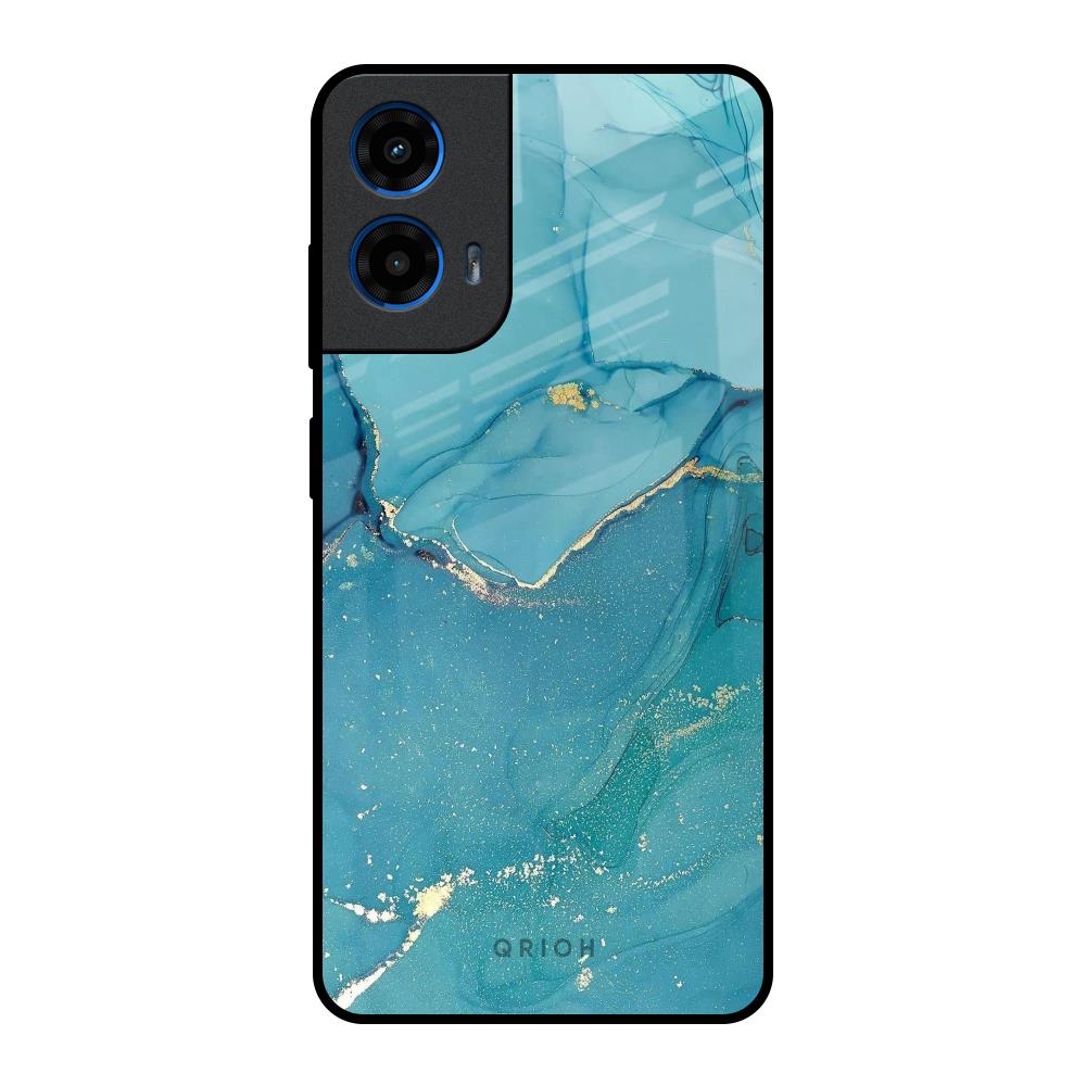 Blue Golden Glitter Motorola G45 5G Glass Back Cover Online