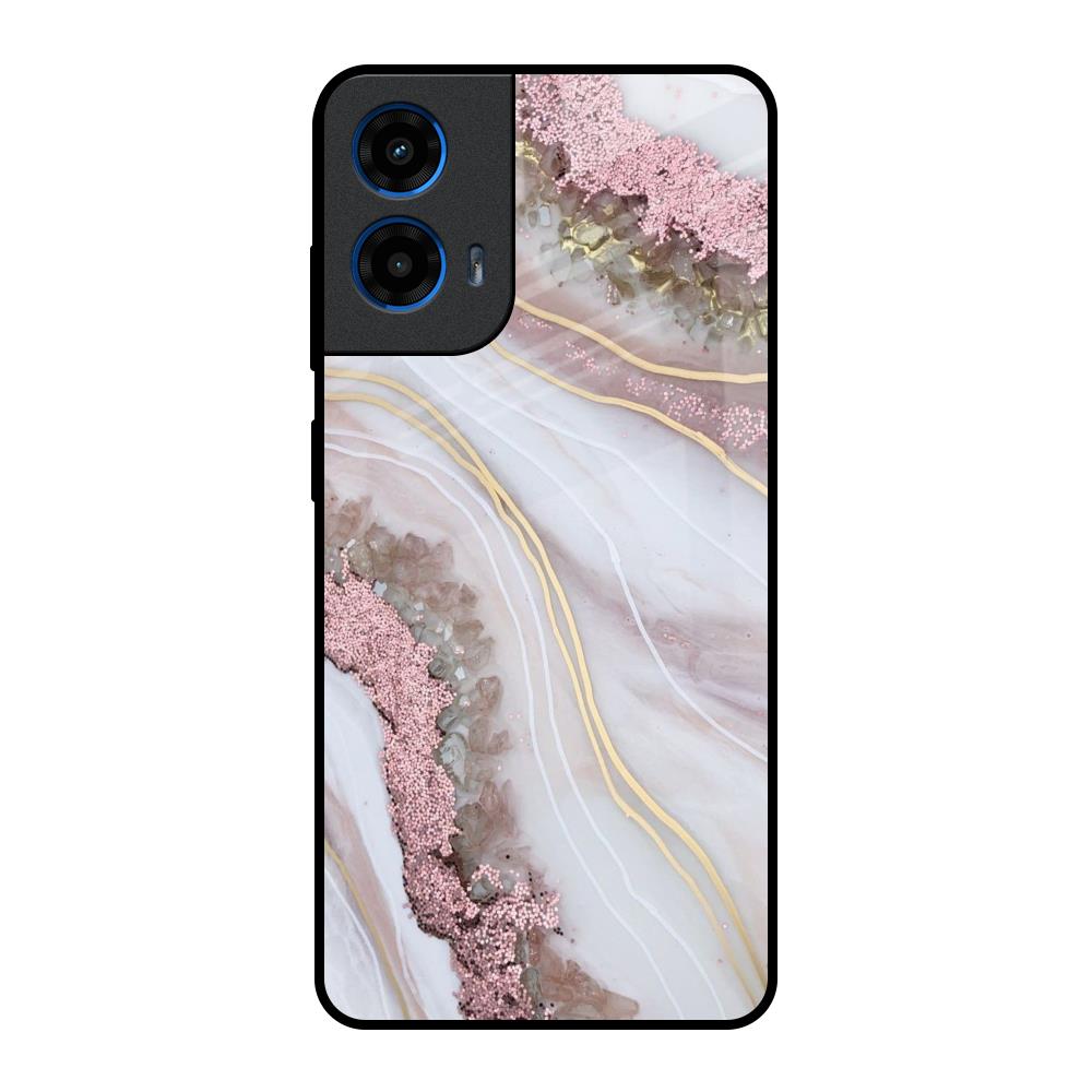 Pink & Gold Gllitter Marble Motorola G45 5G Glass Back Cover Online