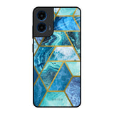 Turquoise Geometrical Marble Motorola G45 5G Glass Back Cover Online