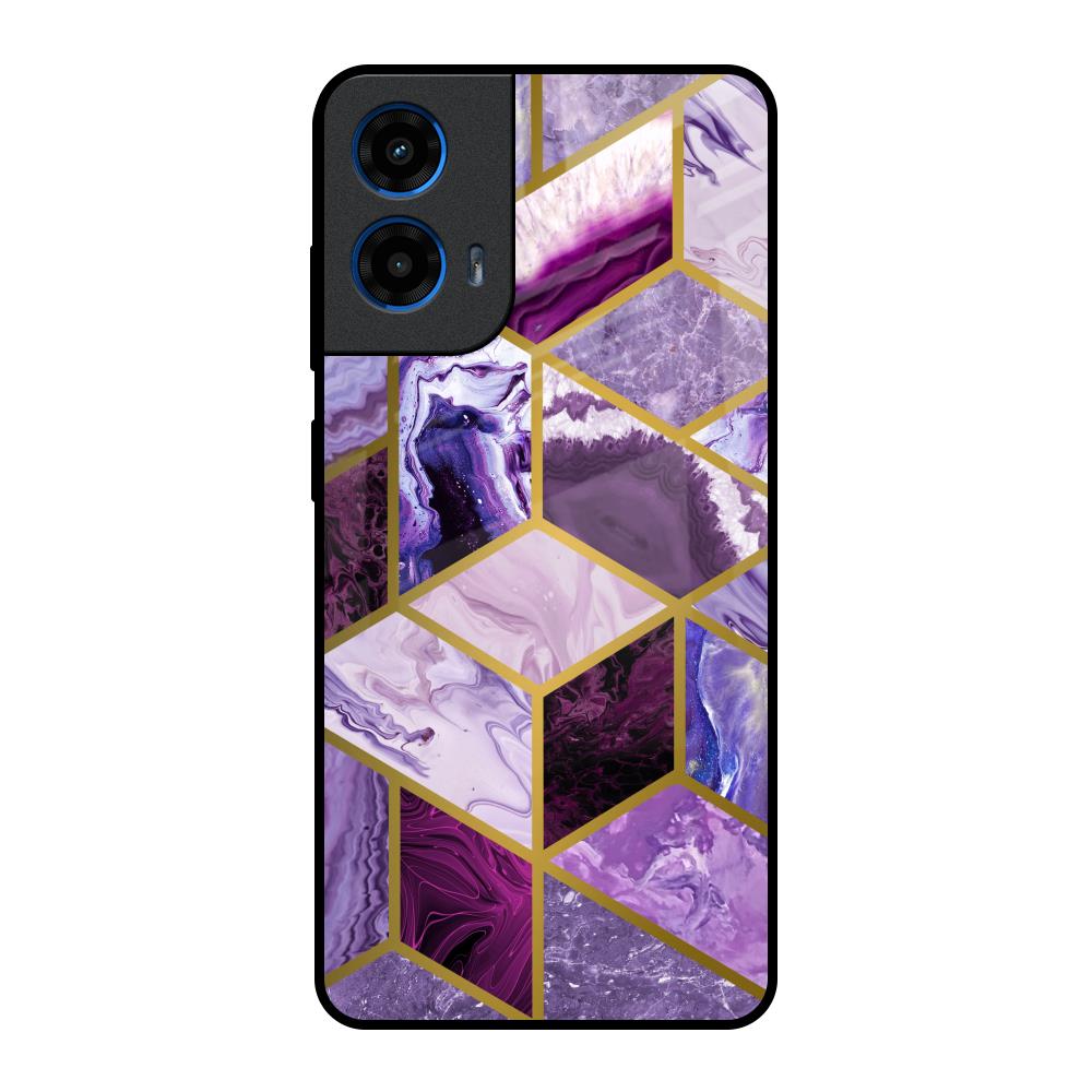 Purple Rhombus Marble Motorola G45 5G Glass Back Cover Online