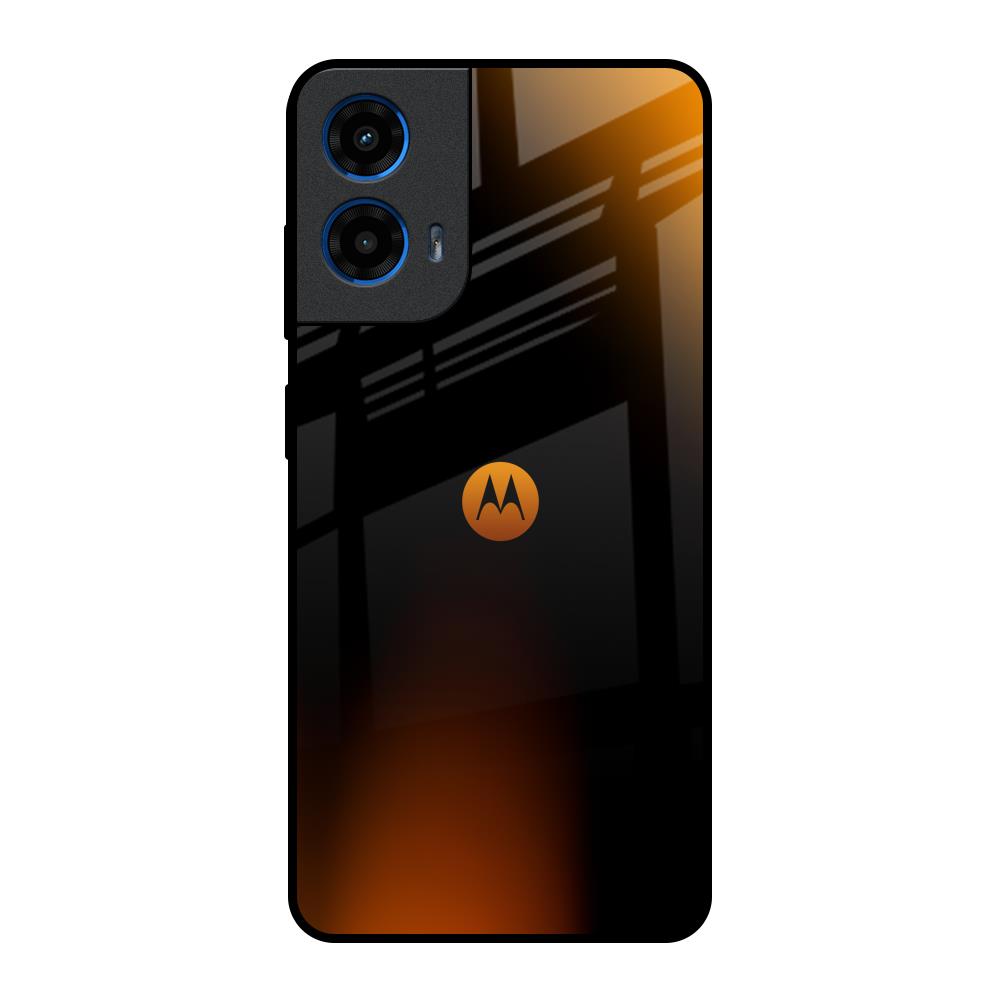 Orange Black Fusion Motorola G45 5G Glass Back Cover Online
