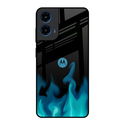 Teal Flames Motorola G45 5G Glass Back Cover Online