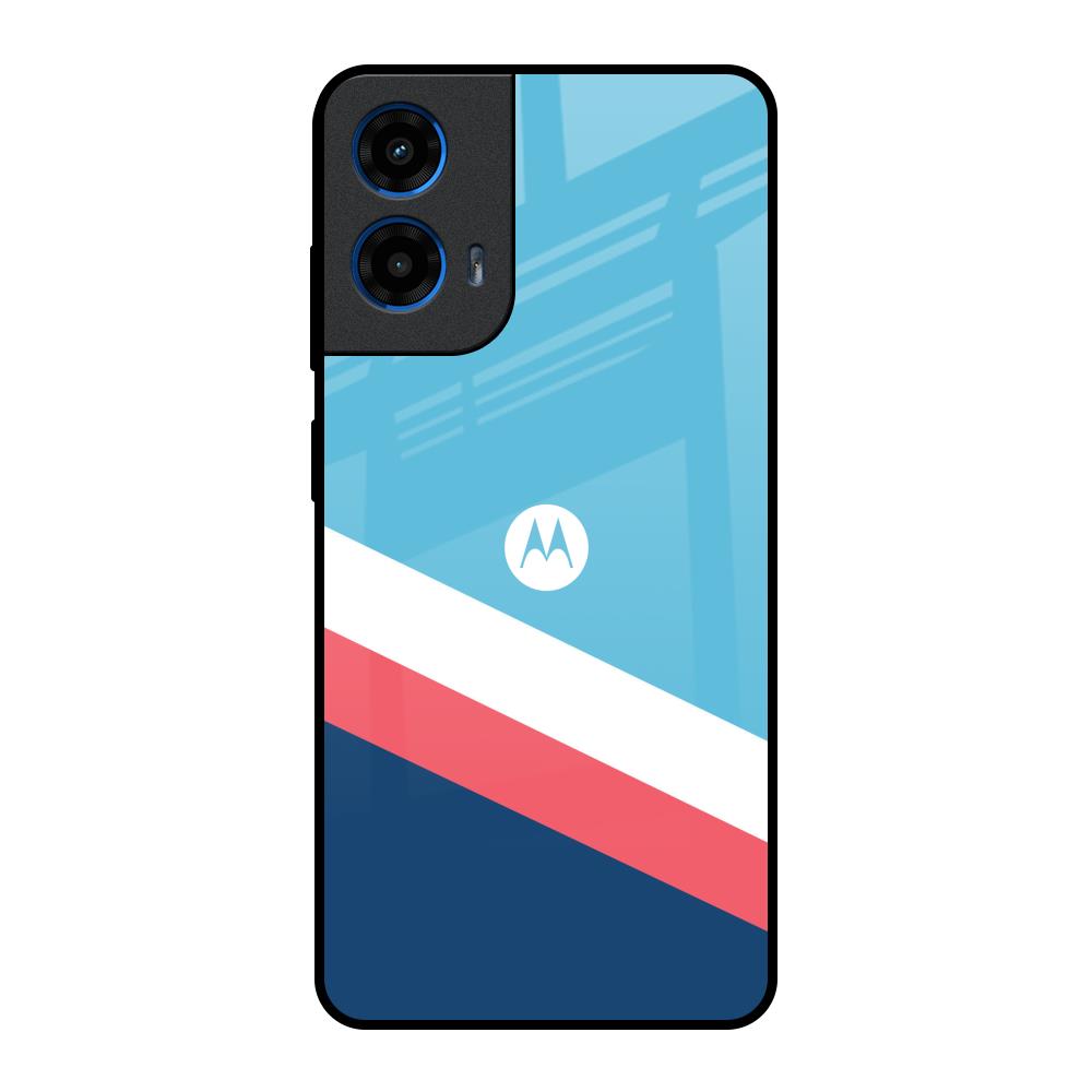 Pink & White Stripes Motorola G45 5G Glass Back Cover Online