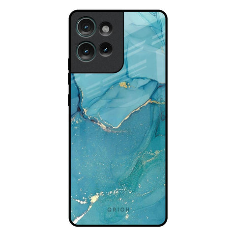 Blue Golden Glitter Motorola Edge 50 5G Glass Back Cover Online