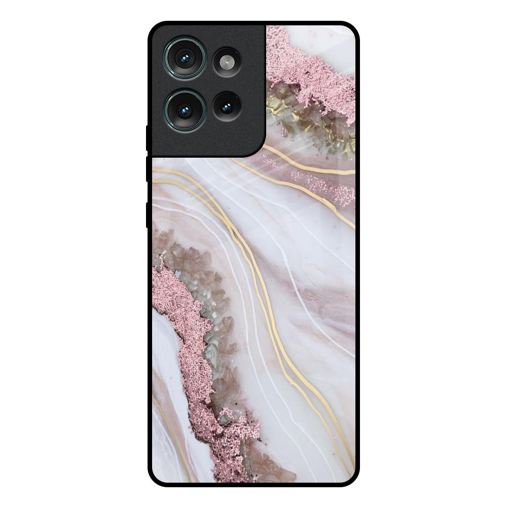 Pink & Gold Gllitter Marble Motorola Edge 50 5G Glass Back Cover Online