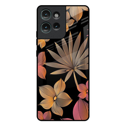 Lines Pattern Flowers Motorola Edge 50 5G Glass Back Cover Online