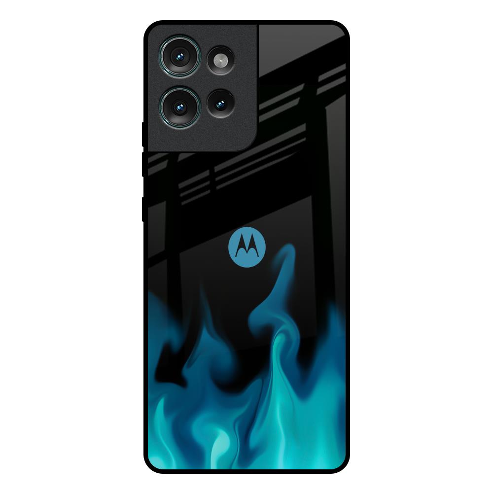 Teal Flames Motorola Edge 50 5G Glass Back Cover Online
