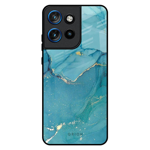 Blue Golden Glitter Motorola Edge 50 Neo 5G Glass Back Cover Online