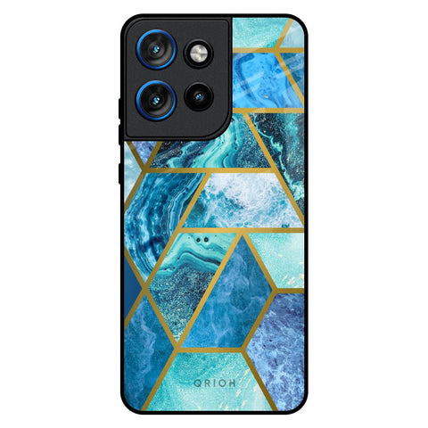 Turquoise Geometrical Marble Motorola Edge 50 Neo 5G Glass Back Cover Online