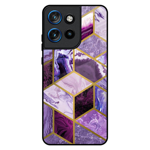Purple Rhombus Marble Motorola Edge 50 Neo 5G Glass Back Cover Online