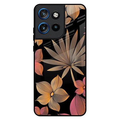 Lines Pattern Flowers Motorola Edge 50 Neo 5G Glass Back Cover Online