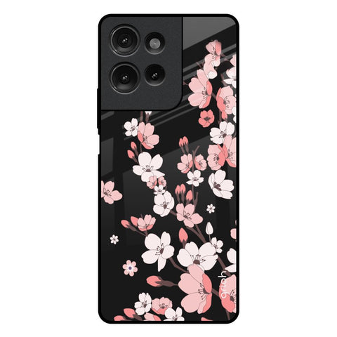 Black Cherry Blossom Motorola G75 5G Glass Back Cover Online