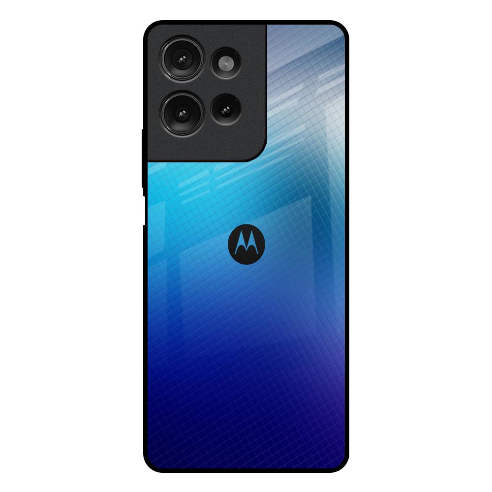 Blue Rhombus Pattern Motorola G75 5G Glass Back Cover Online