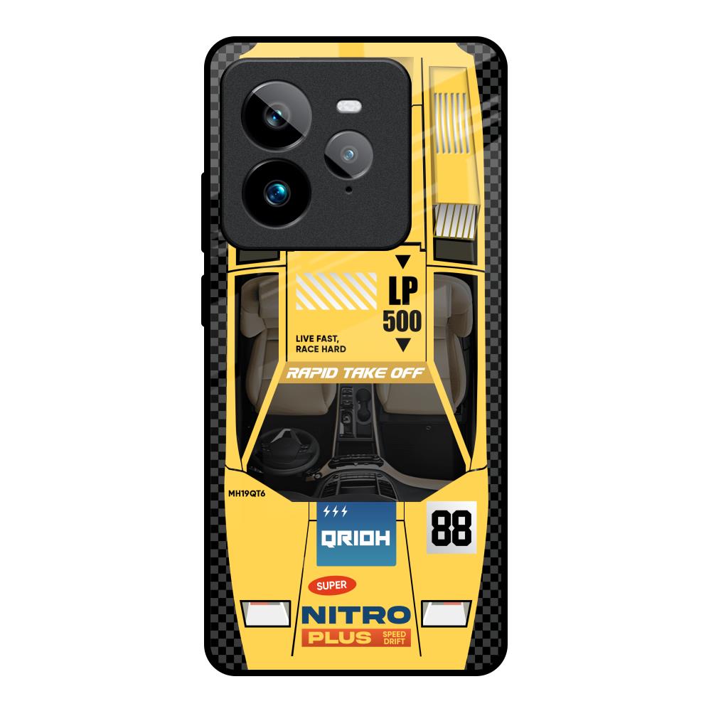 Yellow Racing Car Realme GT7 Pro Glass Back Cover Online