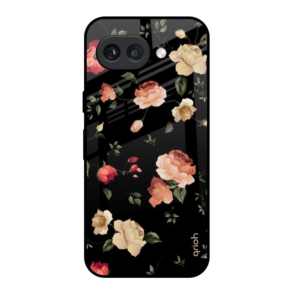 Black Spring Floral Google Pixel 9A Glass Back Cover Online