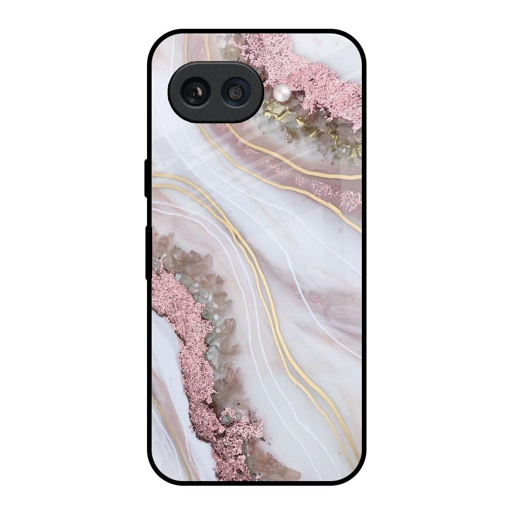 Pink & Gold Gllitter Marble Google Pixel 9A Glass Back Cover Online