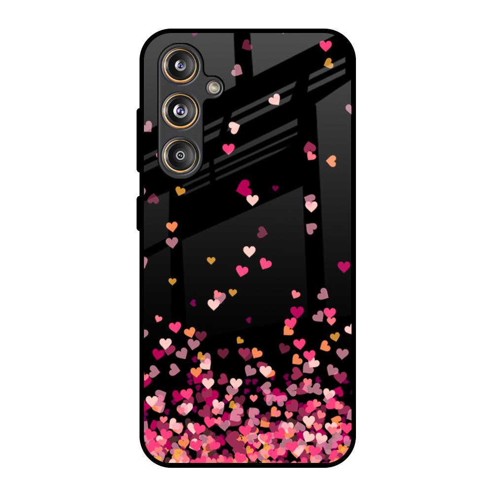 Heart Rain Fall Samsung Galaxy M55s Glass Back Cover Online