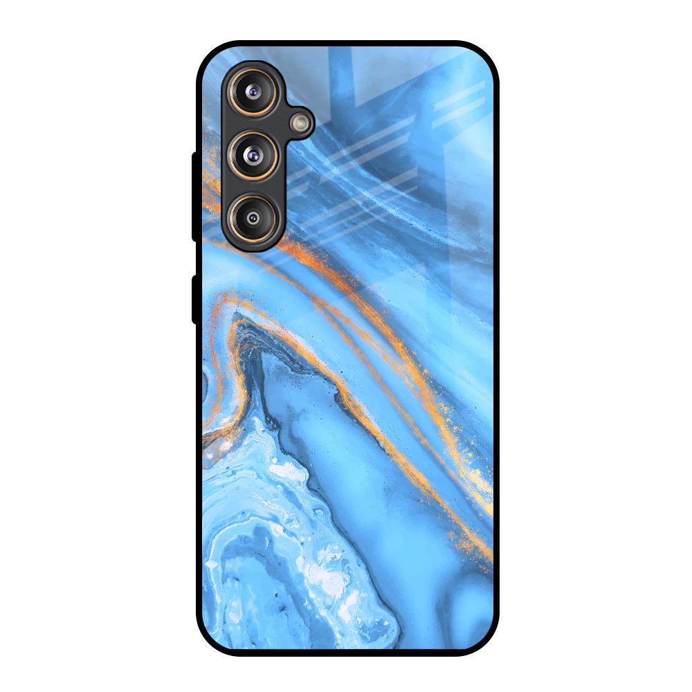 Vibrant Blue Marble Samsung Galaxy M55s Glass Back Cover Online