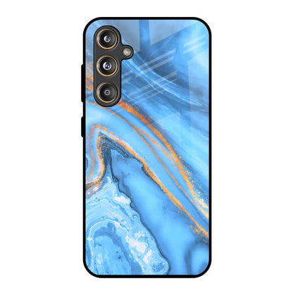 Vibrant Blue Marble Samsung Galaxy M55s Glass Back Cover Online