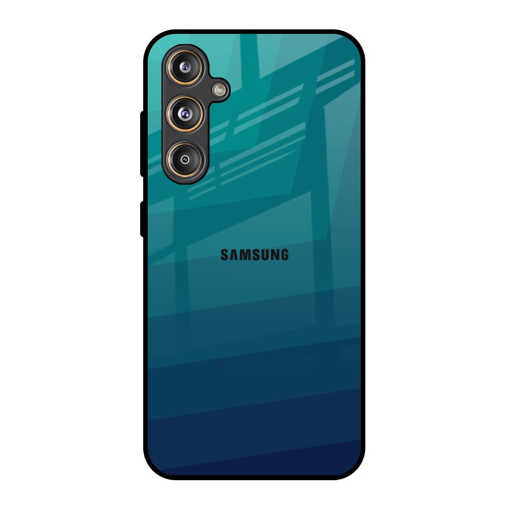 Green Triangle Pattern Samsung Galaxy M55s Glass Back Cover Online