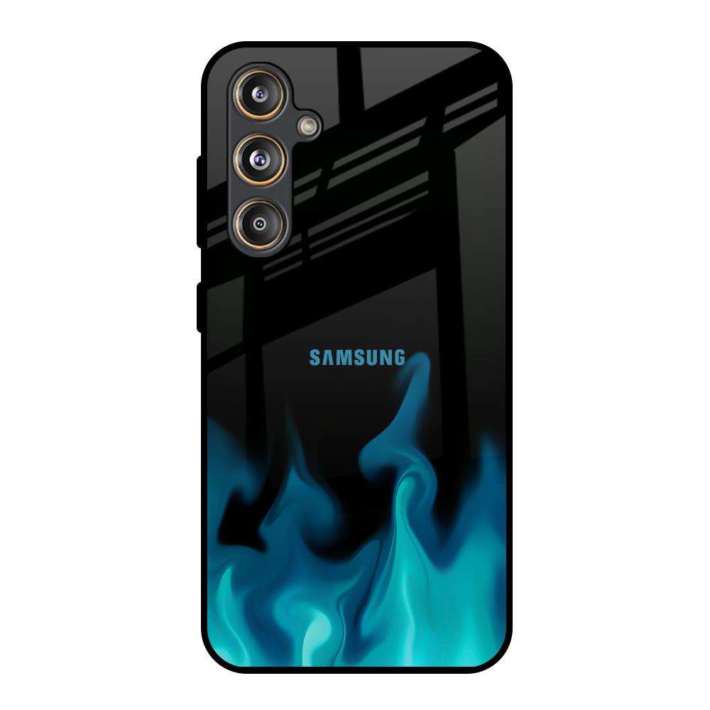 Teal Flames Samsung Galaxy M55s Glass Back Cover Online