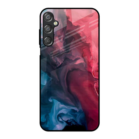 Blue & Red Smoke Samsung Galaxy F15 5G Glass Back Cover Online