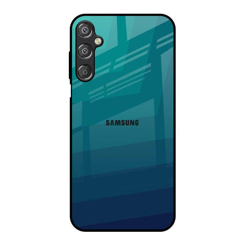Green Triangle Pattern Samsung Galaxy F15 5G Glass Back Cover Online