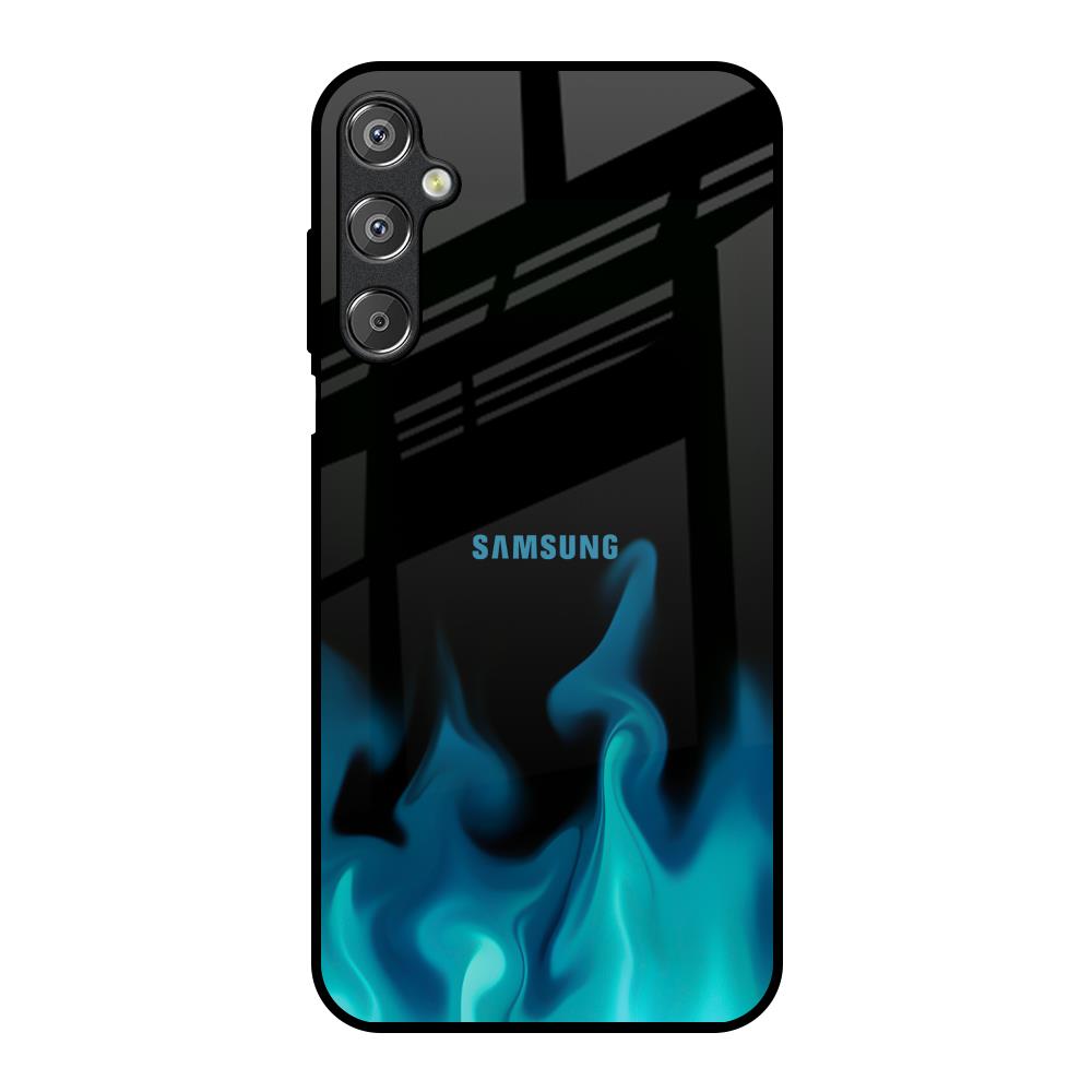 Teal Flames Samsung Galaxy F15 5G Glass Back Cover Online