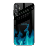 Teal Flames Samsung Galaxy F15 5G Glass Back Cover Online