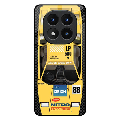 Yellow Racing Car Redmi Note 14 Pro Plus 5G Glass Back Cover Online