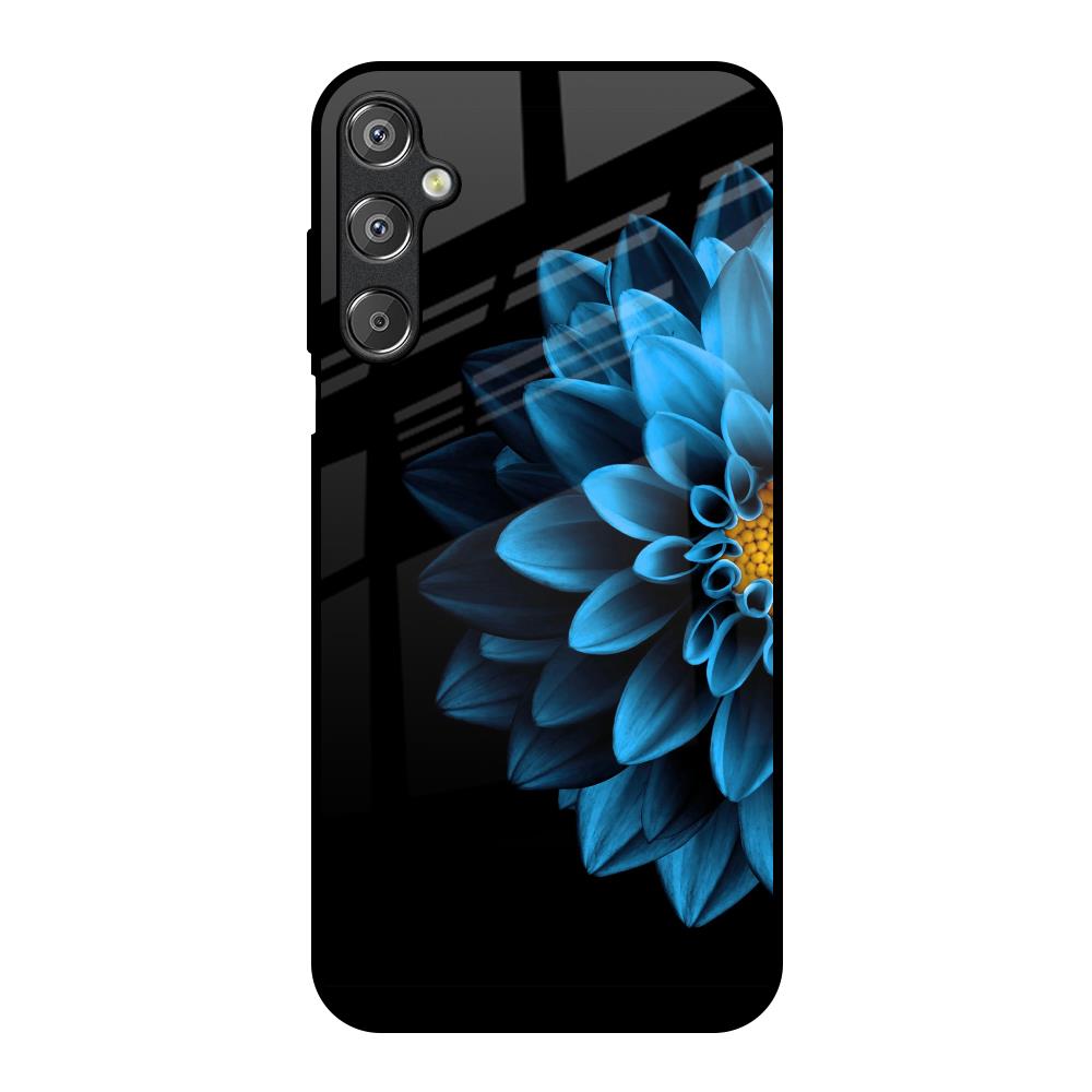 Half Blue Flower Samsung Galaxy M15 5G Glass Back Cover Online